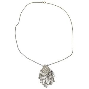 Ann Taylor Elegant Silver Necklace with Fringe Pendant